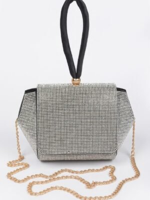Rhinestone Wrist Band Flap Clutch