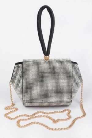 Rhinestone Wrist Band Flap Clutch