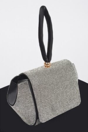 Rhinestone Wrist Band Flap Clutch