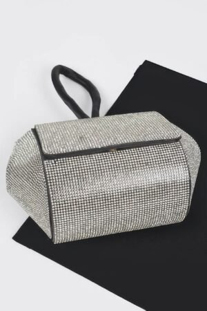 Rhinestone Wrist Band Flap Clutch