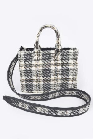 Tweed Plaid Medium Tote Bag