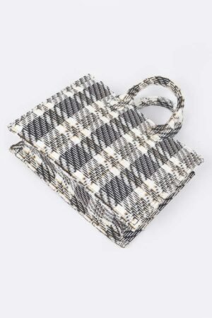 Tweed Plaid Medium Tote Bag