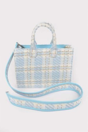 Tweed Plaid Medium Tote Bag
