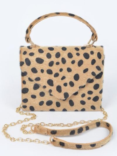 Faux Fur Leo Top Handle Clutch
