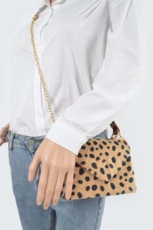Faux Fur Leo Top Handle Clutch