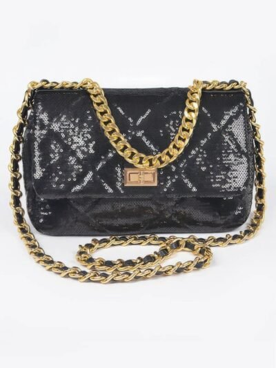Quilted Sequins Chain Shoulder