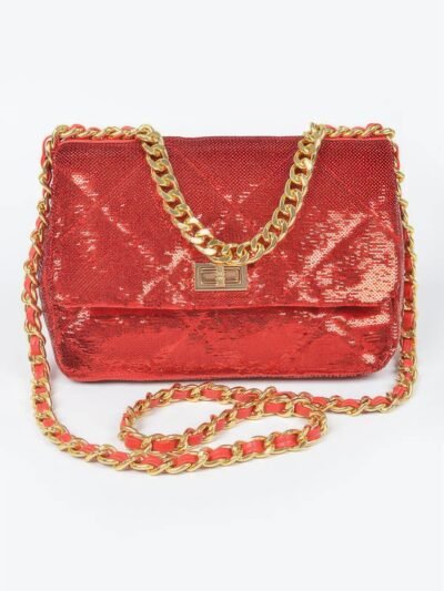 Quilted Sequins Chain Shoulder