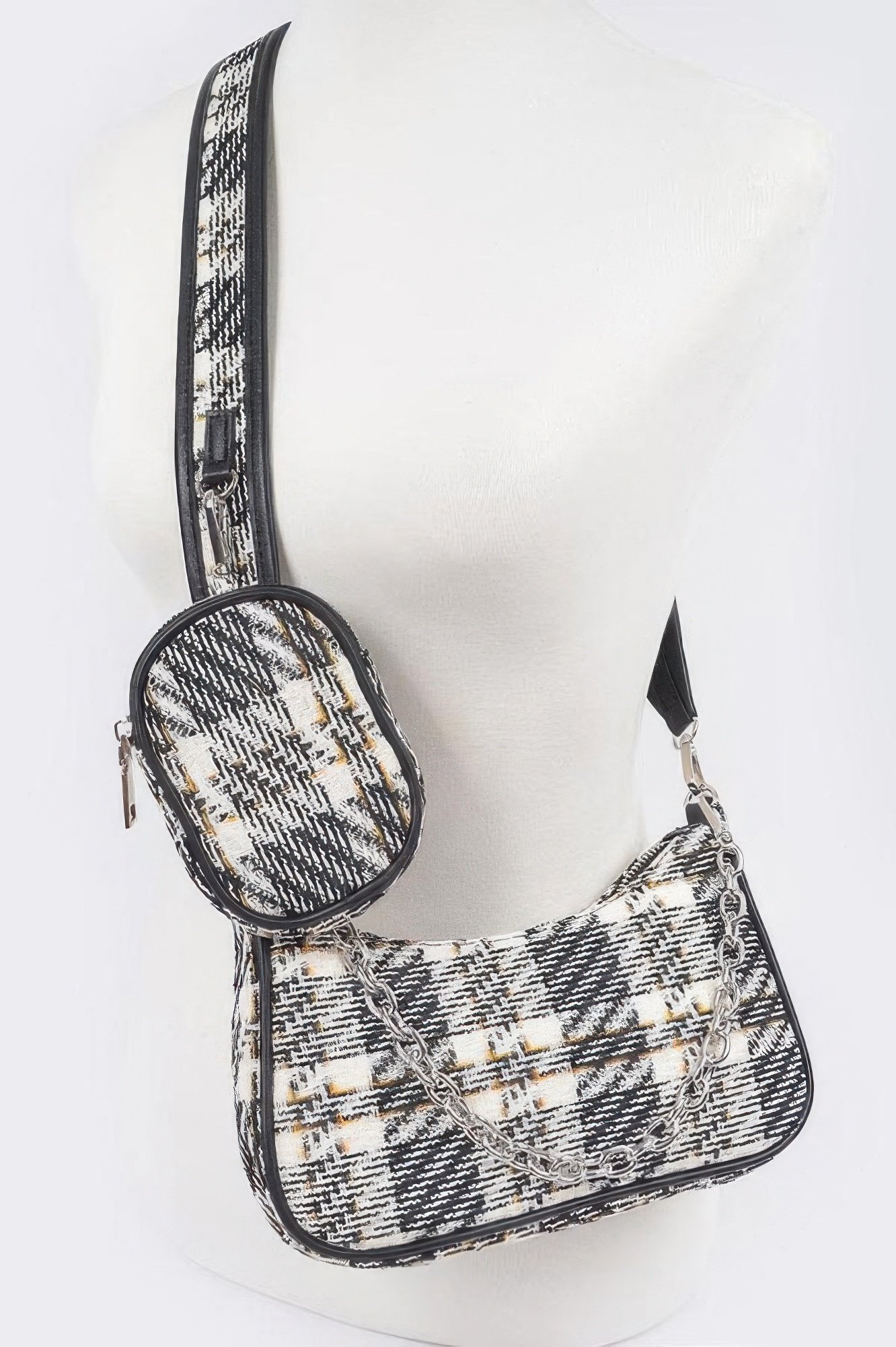 Tweed Plaid Shoulder Bag W/airpod Purse Tweed Plaid Shoulder Bag W/airpod Purse