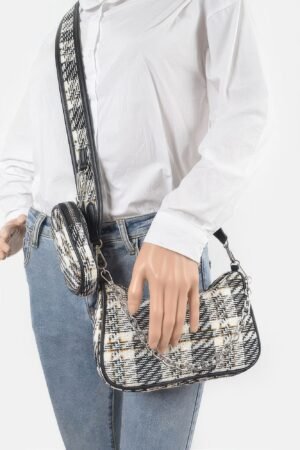 Tweed Plaid Shoulder Bag W/airpod Purse Tweed Plaid Shoulder Bag W/airpod Purse