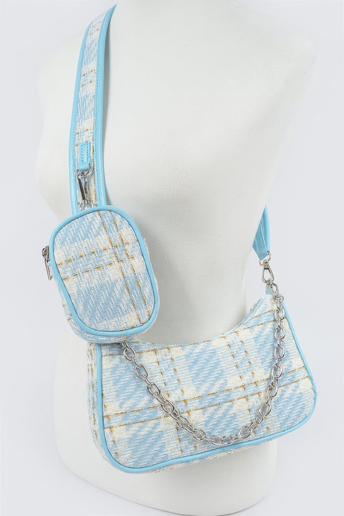 Tweed Plaid Shoulder Bag W/airpod Purse Tweed Plaid Shoulder Bag W/airpod Purse - Image 8