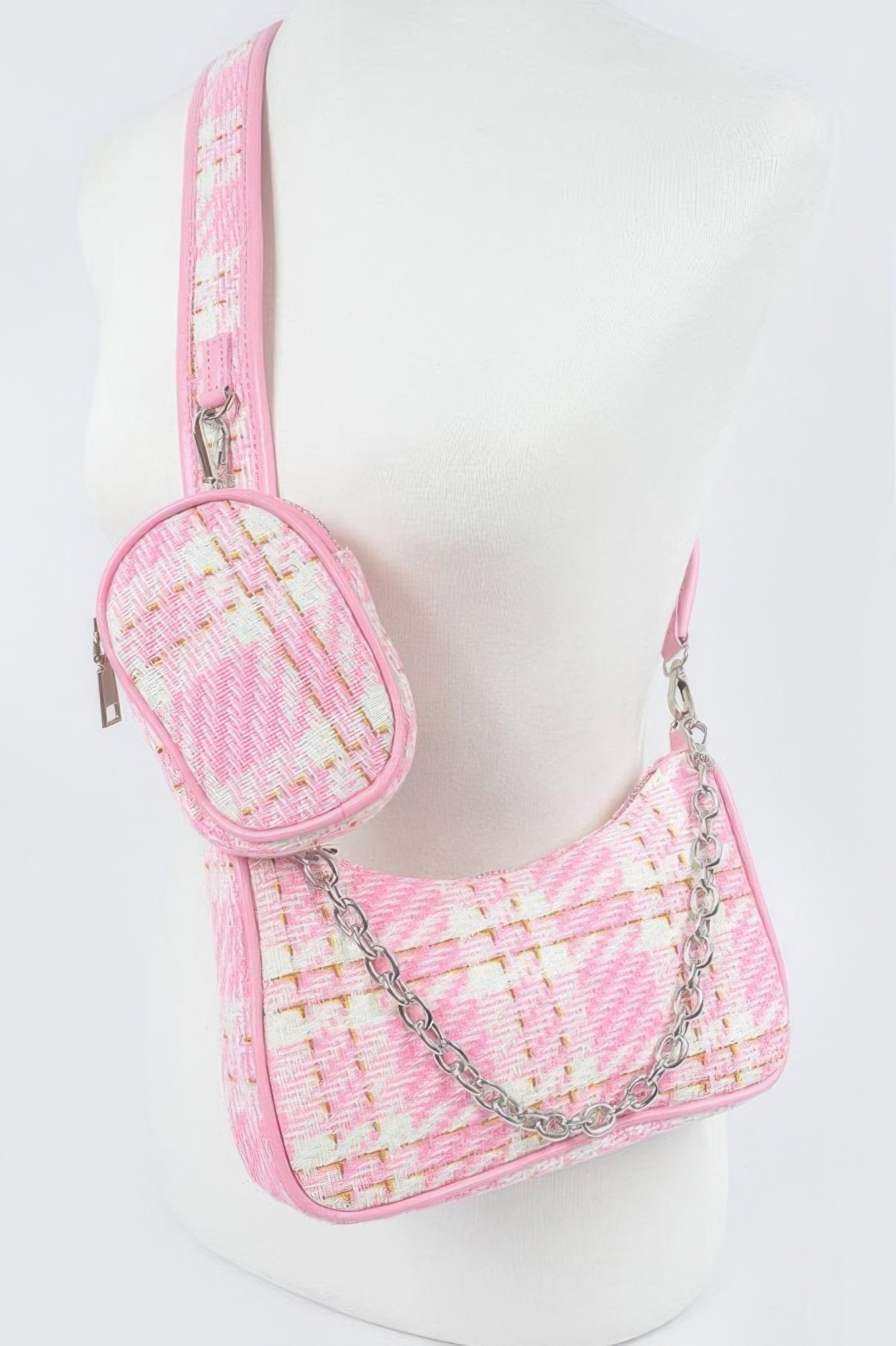 Tweed Plaid Shoulder Bag W/airpod Purse Tweed Plaid Shoulder Bag W/airpod Purse - Image 9