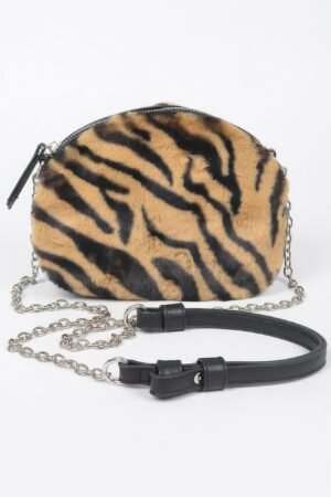 Tiger Print Fur Zip Crossbody Bag Tiger Print Fur Zip Crossbody Bag