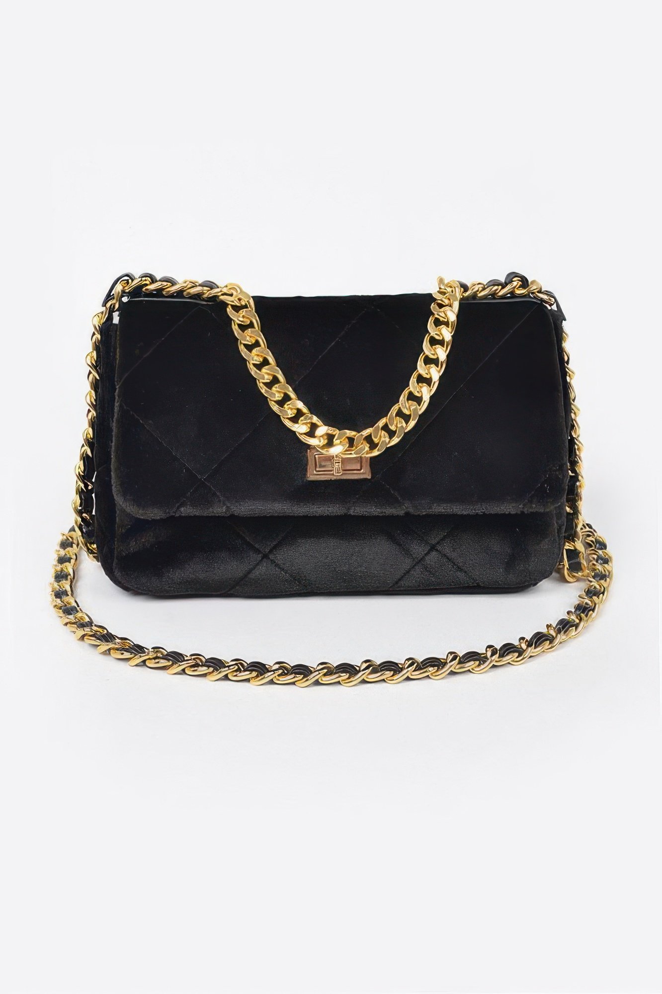 Quilted Fur Chain Flap Clutch Quilted Fur Chain Flap Clutch