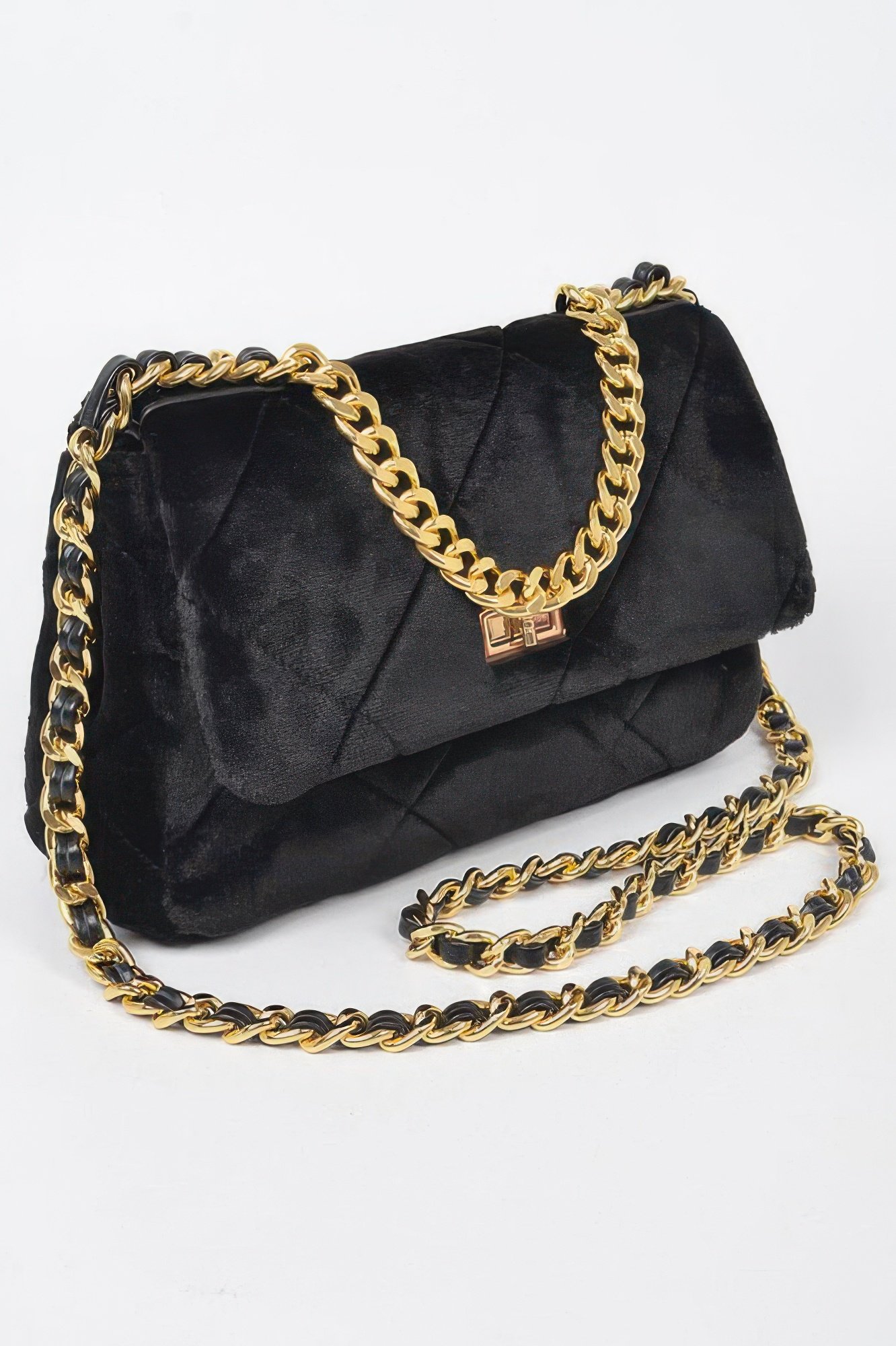 Quilted Fur Chain Flap Clutch Quilted Fur Chain Flap Clutch - Image 2