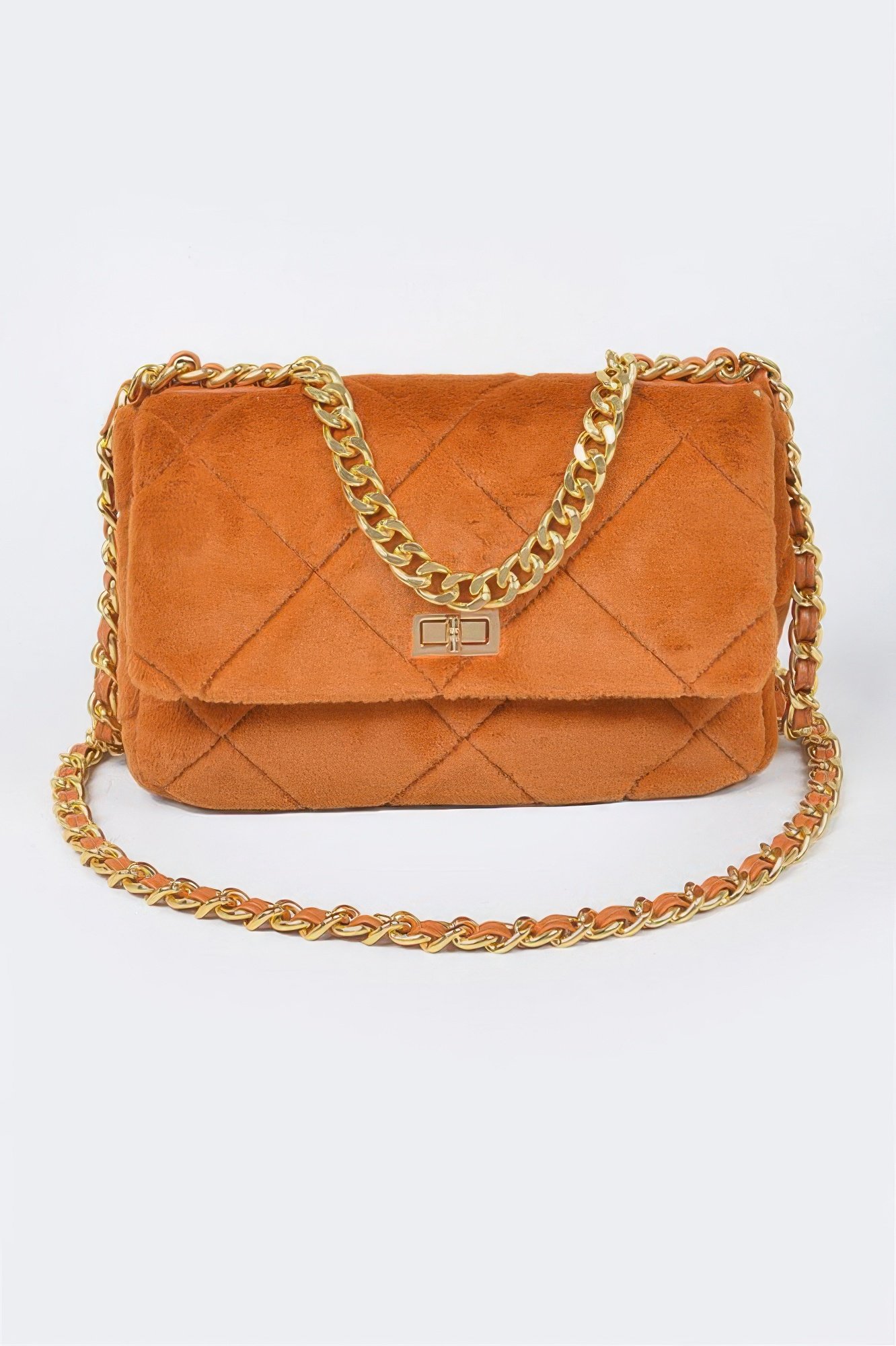 Quilted Fur Chain Flap Clutch Quilted Fur Chain Flap Clutch - Image 6
