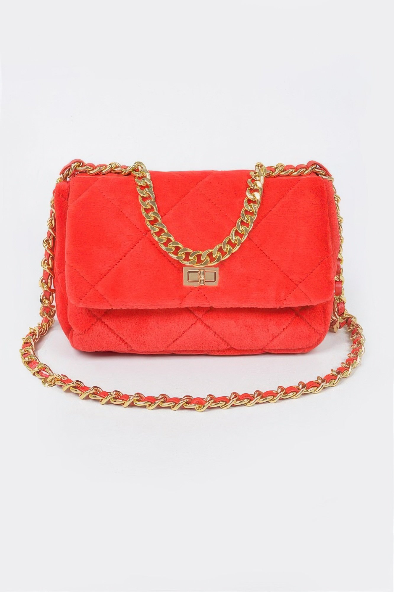 Quilted Fur Chain Flap Clutch Quilted Fur Chain Flap Clutch - Image 7