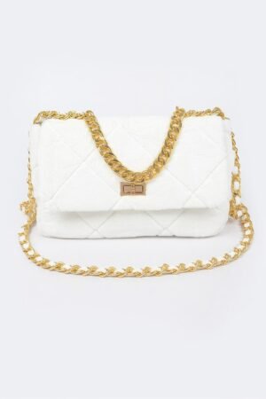 Quilted Fur Chain Flap Clutch Quilted Fur Chain Flap Clutch