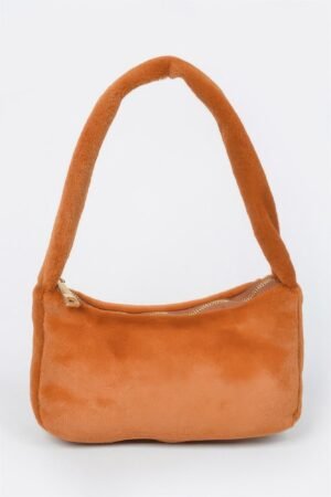 Solid Faux Fur Shoulder Bag Solid Faux Fur Shoulder Bag