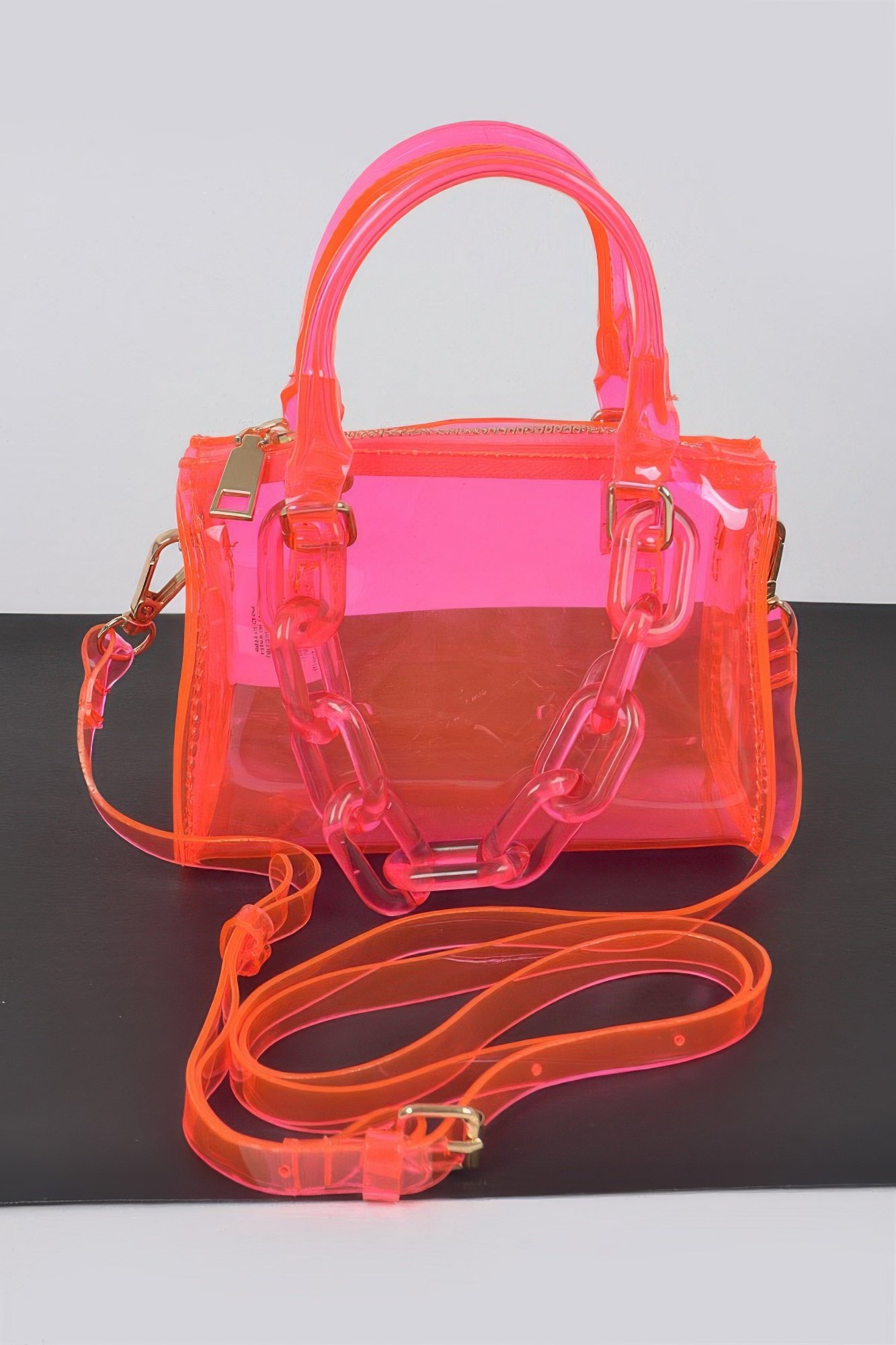 Transparent Mini Duffle Bag W/acrylic Chain Transparent Mini Duffle Bag W/acrylic Chain - Image 2