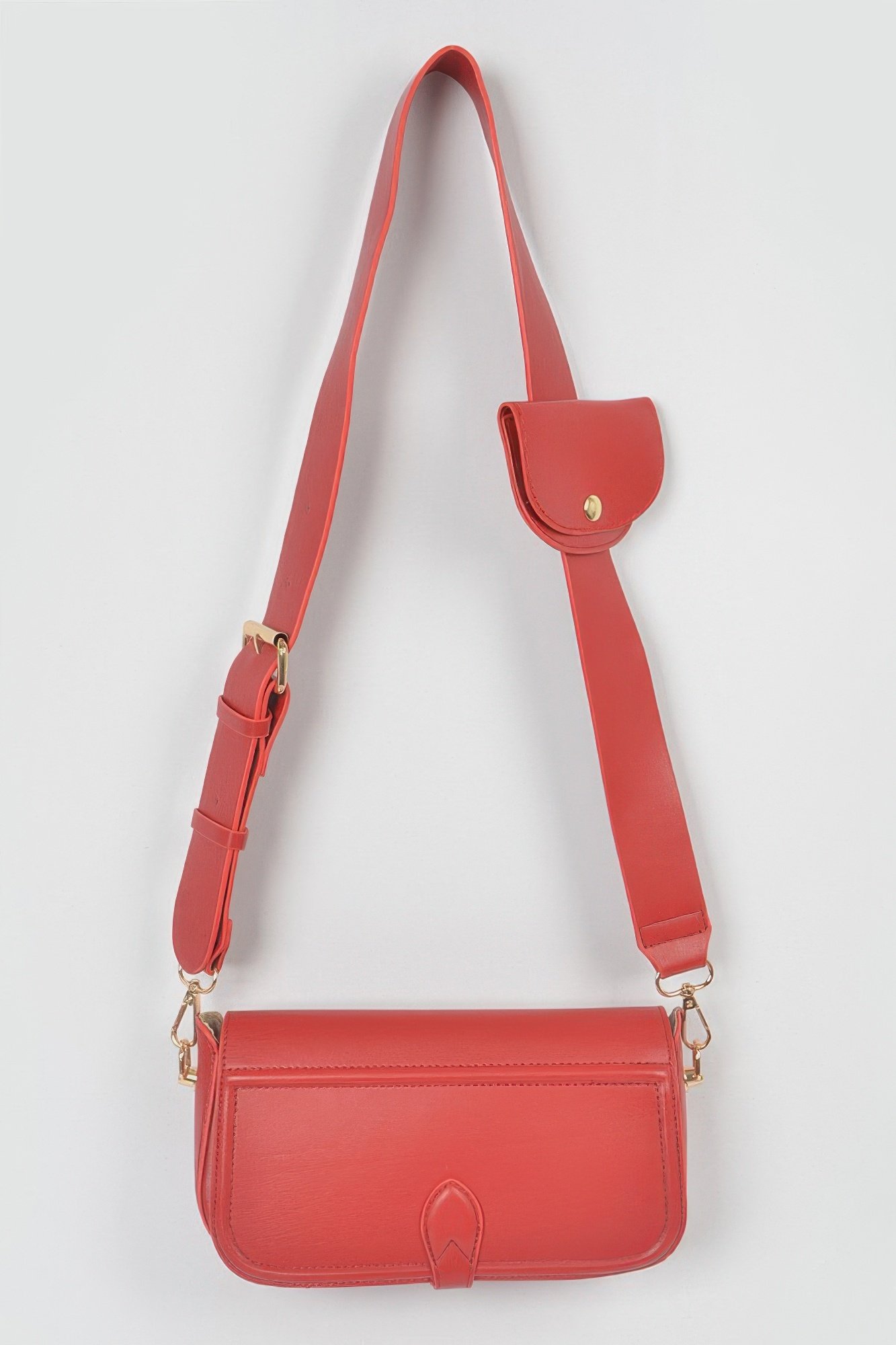 Faux Leather Crossbody Bag W/mini Pouch Faux Leather Crossbody Bag W/mini Pouch - Image 2