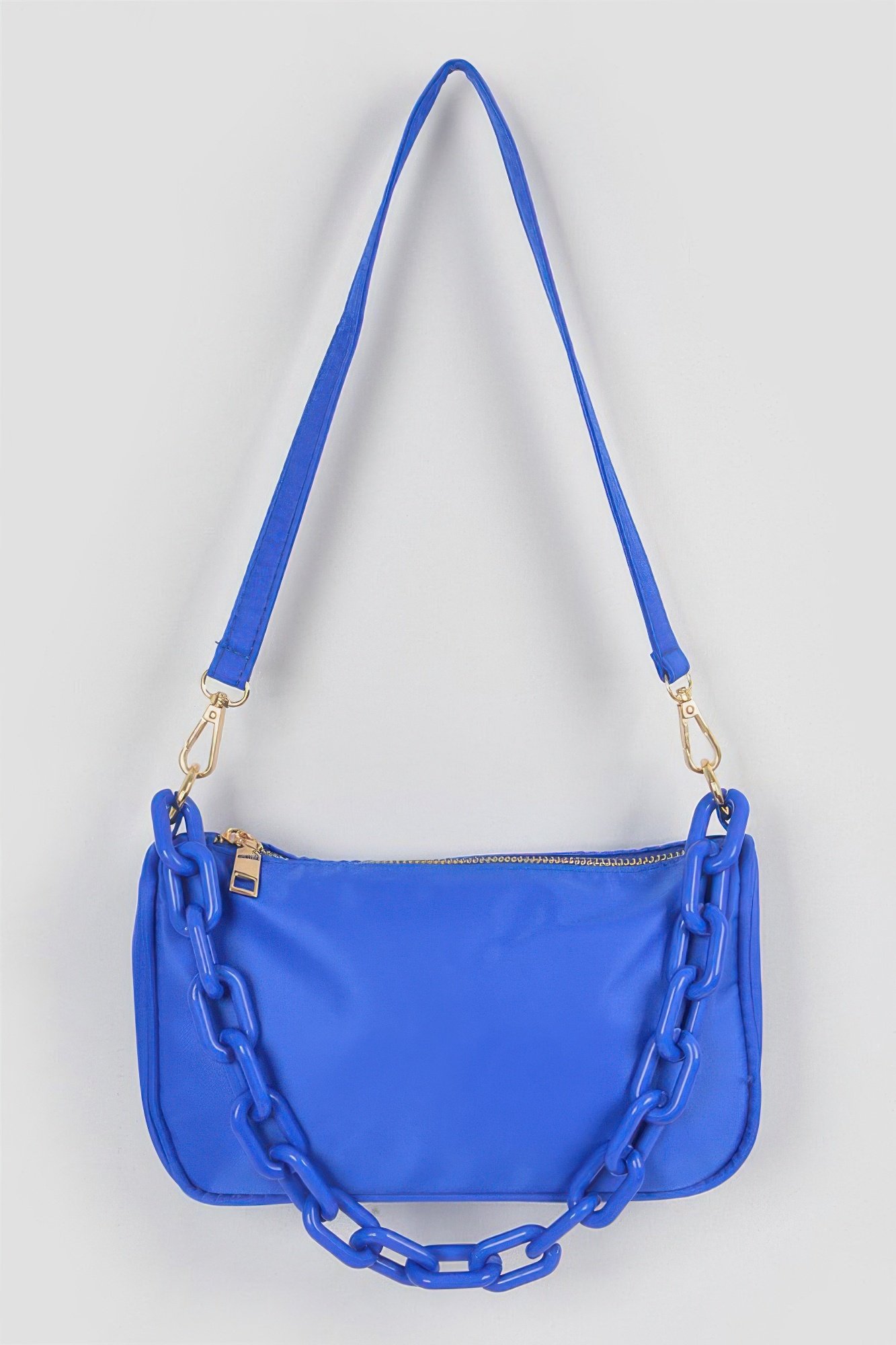 Nylon Shoulder Bag W/acrylic Chain Nylon Shoulder Bag W/acrylic Chain