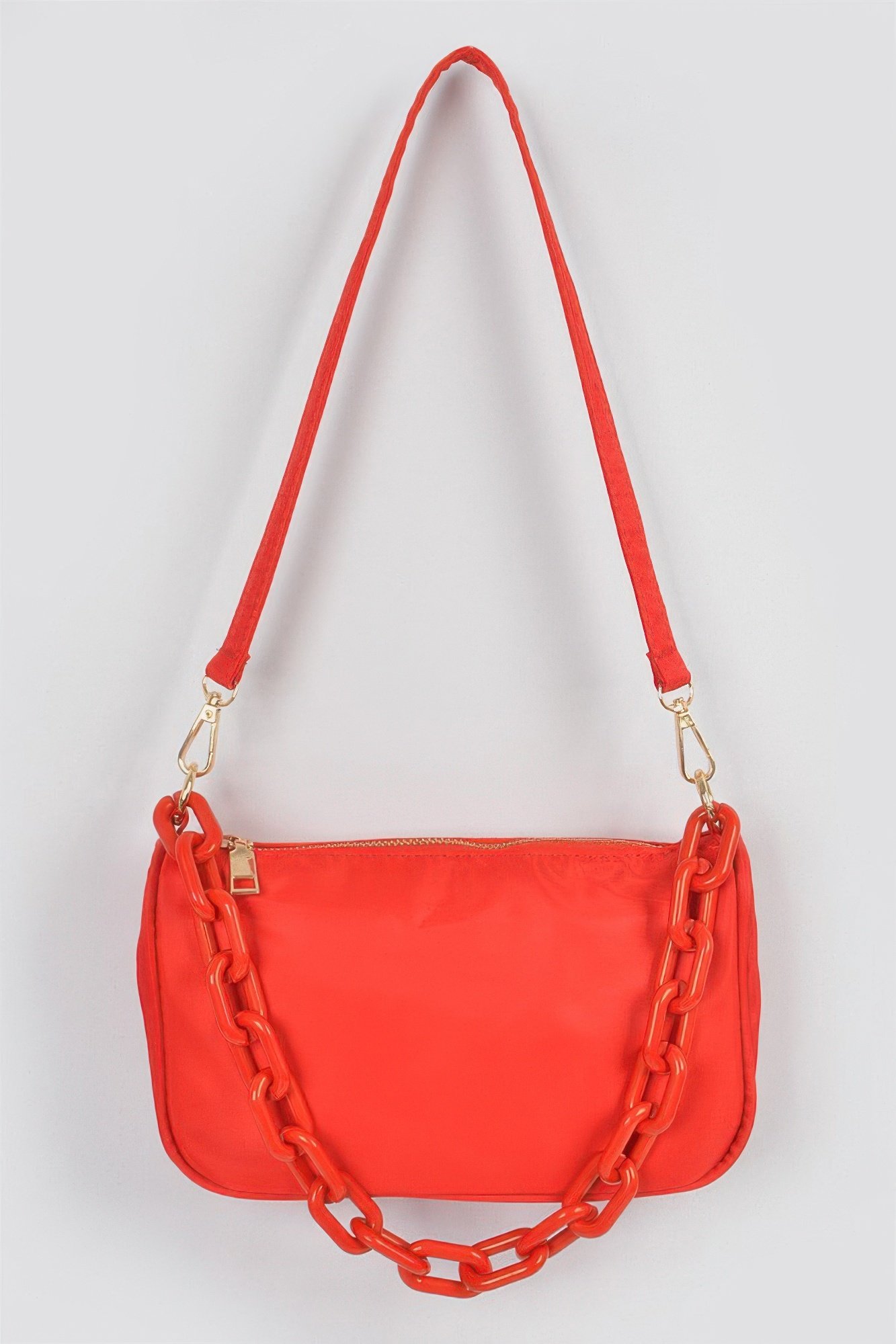 Nylon Shoulder Bag W/acrylic Chain Nylon Shoulder Bag W/acrylic Chain - Image 2