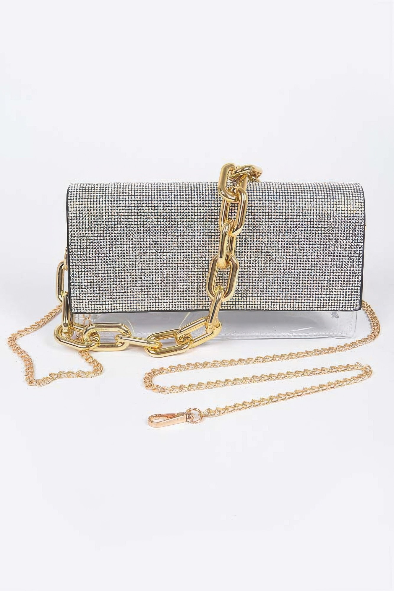 Rhinestone Clear Bag W/link Chain Rhinestone Clear Bag W/link Chain