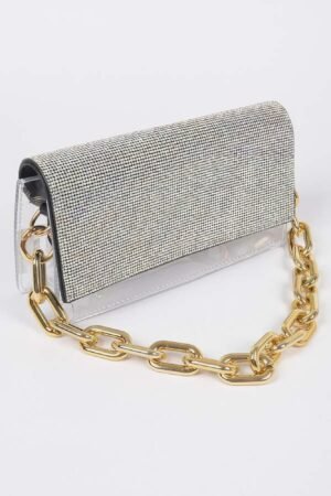 Rhinestone Clear Bag W/link Chain Rhinestone Clear Bag W/link Chain