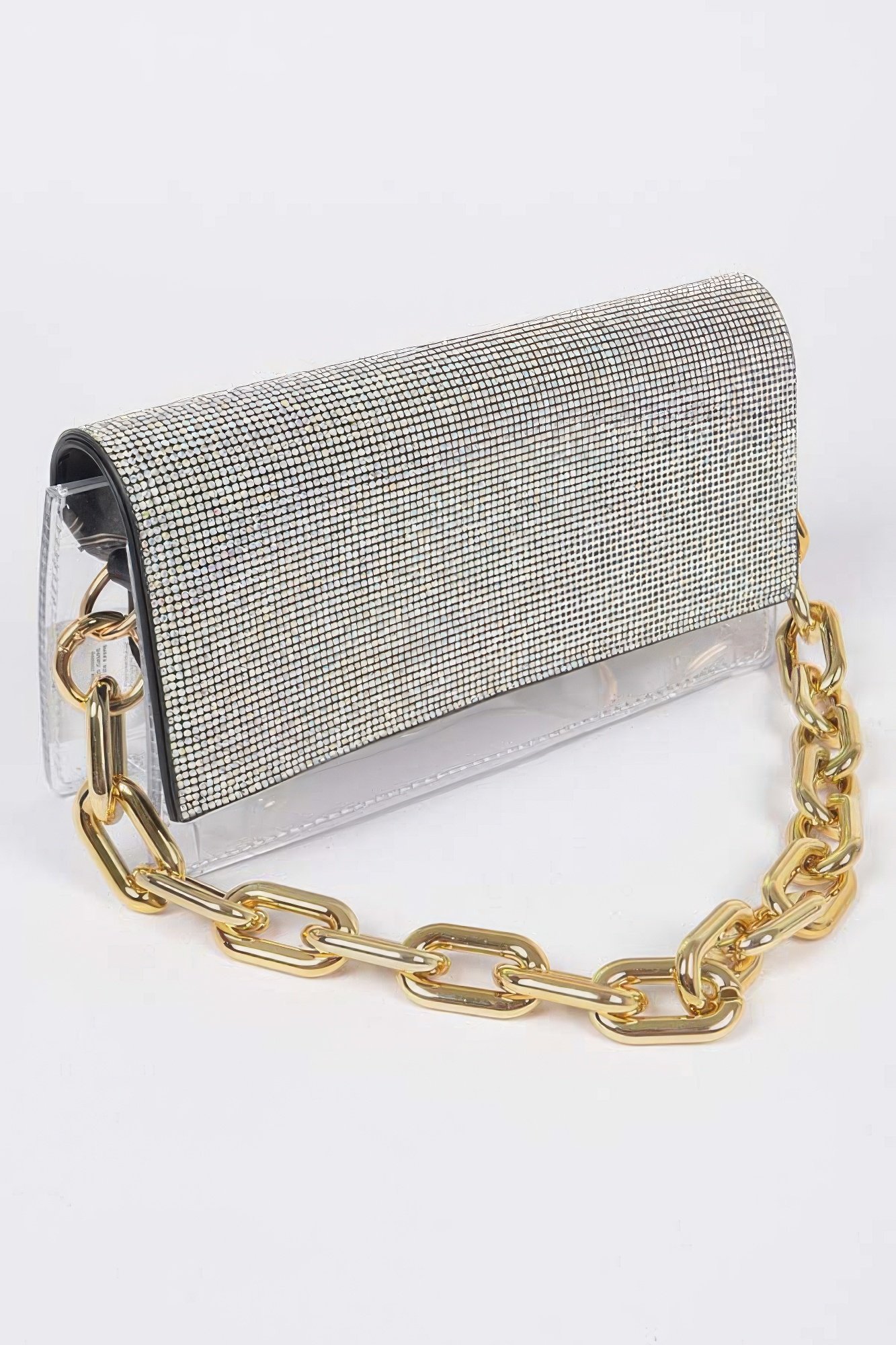 Rhinestone Clear Bag W/link Chain Rhinestone Clear Bag W/link Chain - Image 2