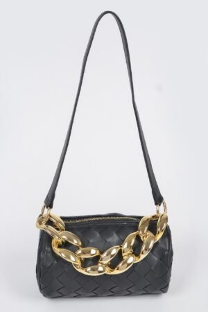 Braided Crossbody Bag W/oversized Chain