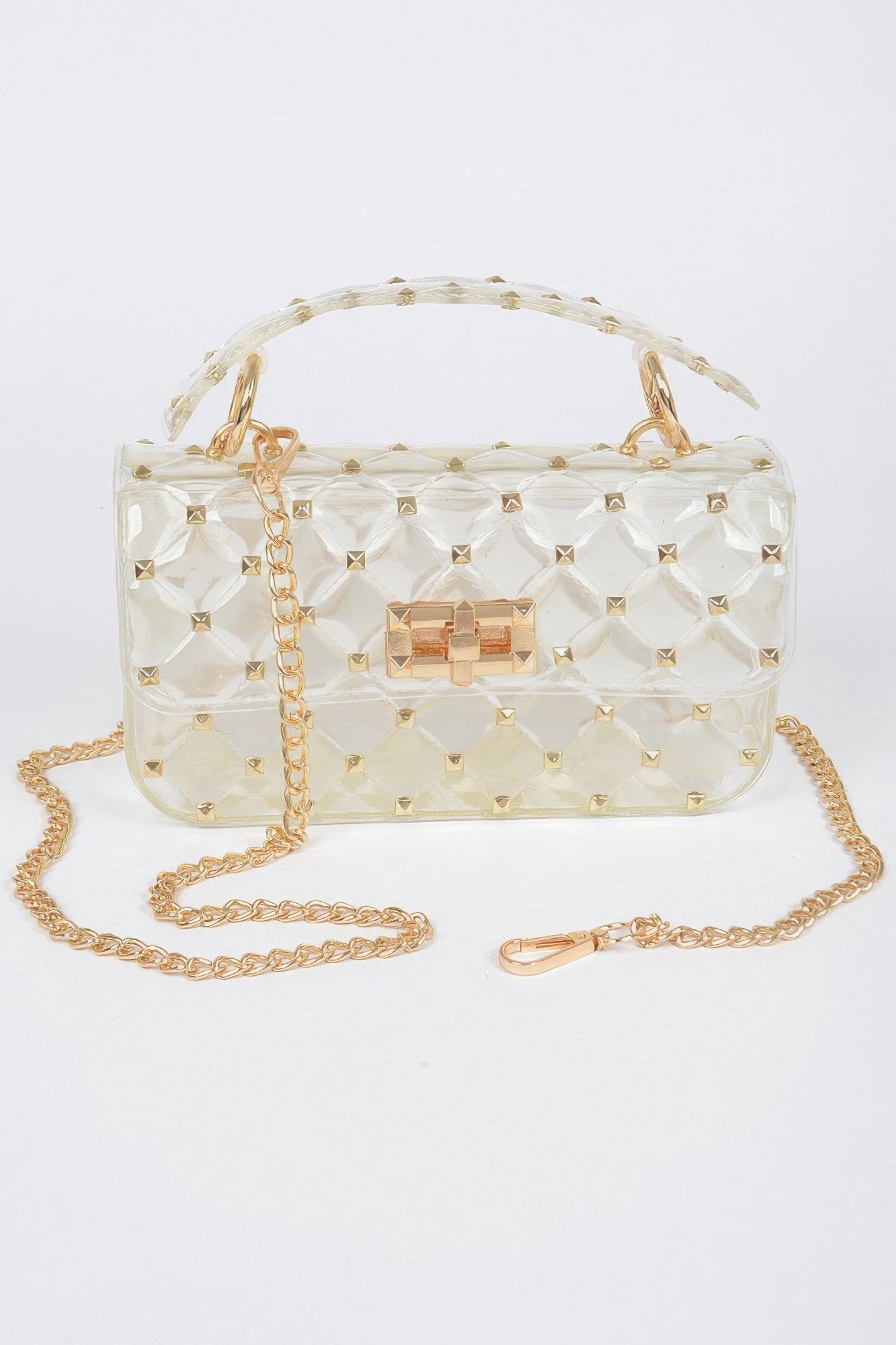 Glossy Stud Cross Chain Body Clutch Glossy Stud Cross Chain Body Clutch