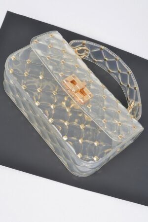 Glossy Stud Cross Chain Body Clutch Glossy Stud Cross Chain Body Clutch