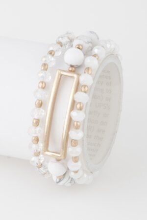 Multi Beaded N Rectangular Pendant Bracelet
