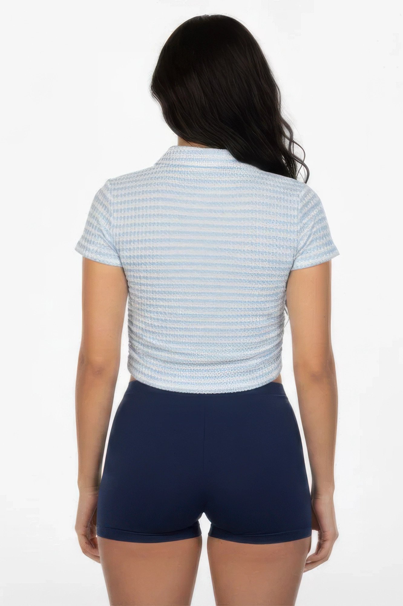 Women's Pineapple Knit Striped Polo Crop Top Women's Pineapple Knit Striped Polo Crop Top - Image 5