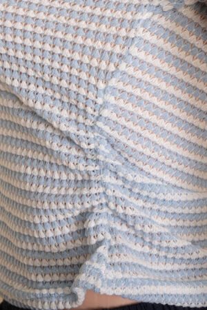 Women's Pineapple Knit Striped Polo Crop Top Women's Pineapple Knit Striped Polo Crop Top