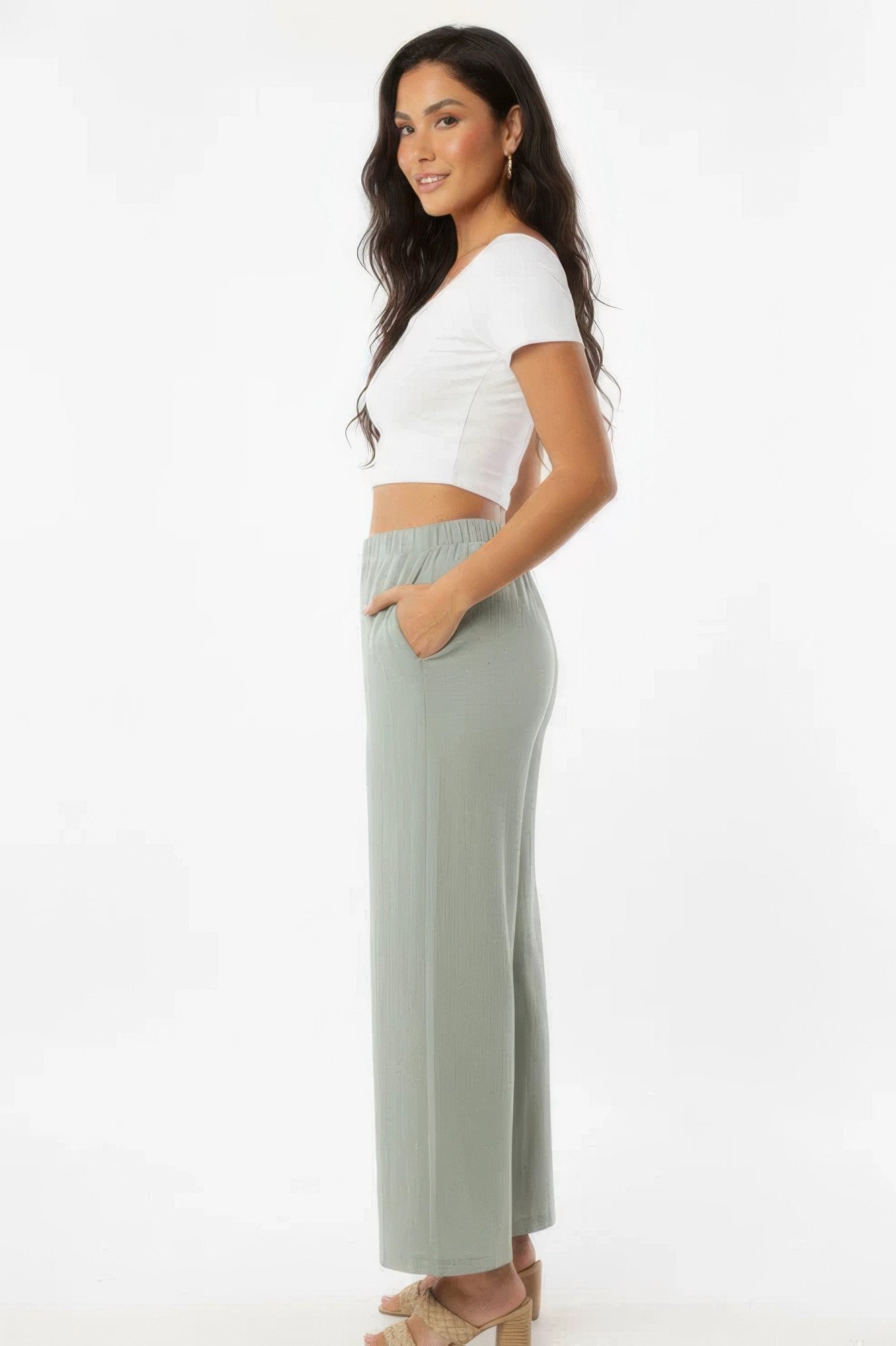Relaxed Fit 100% Cotton Wide-leg Pants With Side Pockets Relaxed Fit 100% Cotton Wide-leg Pants With Side Pockets - Image 3