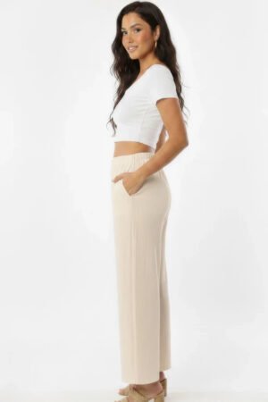 Relaxed Fit 100% Cotton Wide-leg Pants With Side Pockets Relaxed Fit 100% Cotton Wide-leg Pants With Side Pockets