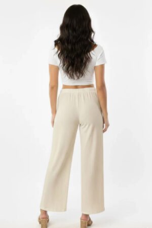 Relaxed Fit 100% Cotton Wide-leg Pants With Side Pockets Relaxed Fit 100% Cotton Wide-leg Pants With Side Pockets
