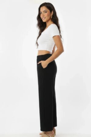 Relaxed Fit 100% Cotton Wide-leg Pants With Side Pockets Relaxed Fit 100% Cotton Wide-leg Pants With Side Pockets