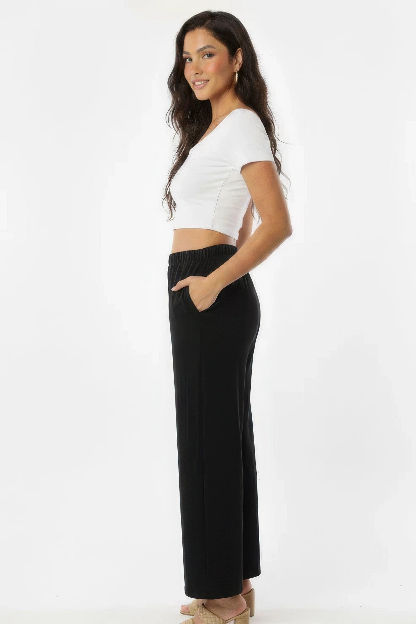 Relaxed Fit 100% Cotton Wide-leg Pants With Side Pockets Relaxed Fit 100% Cotton Wide-leg Pants With Side Pockets - Image 10