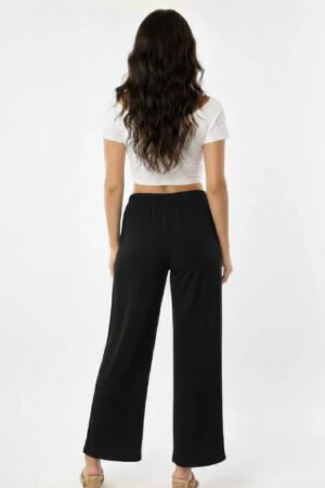Relaxed Fit 100% Cotton Wide-leg Pants With Side Pockets Relaxed Fit 100% Cotton Wide-leg Pants With Side Pockets