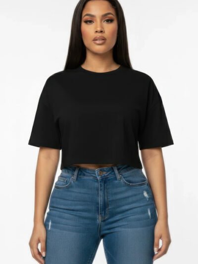 Women's Premium Short Sleeve Round Neck Basic Crop Top
