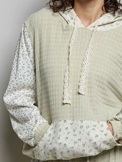 POL Mixed Knit Contrast Print Sleeve Hoodie with Kangaroo Pocket a0023079-3292-49ef-b0a7-1f67b3bd4ca6-Max-Origin