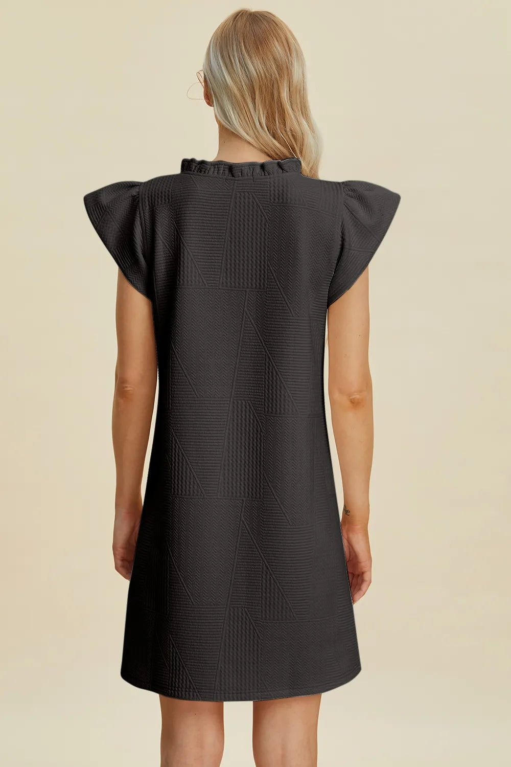 Double Take Full Size Ruffled V-Neck Cap Sleeve Dress a2bc5ddc-eb69-4ca6-a21e-a749c783ce03-Max