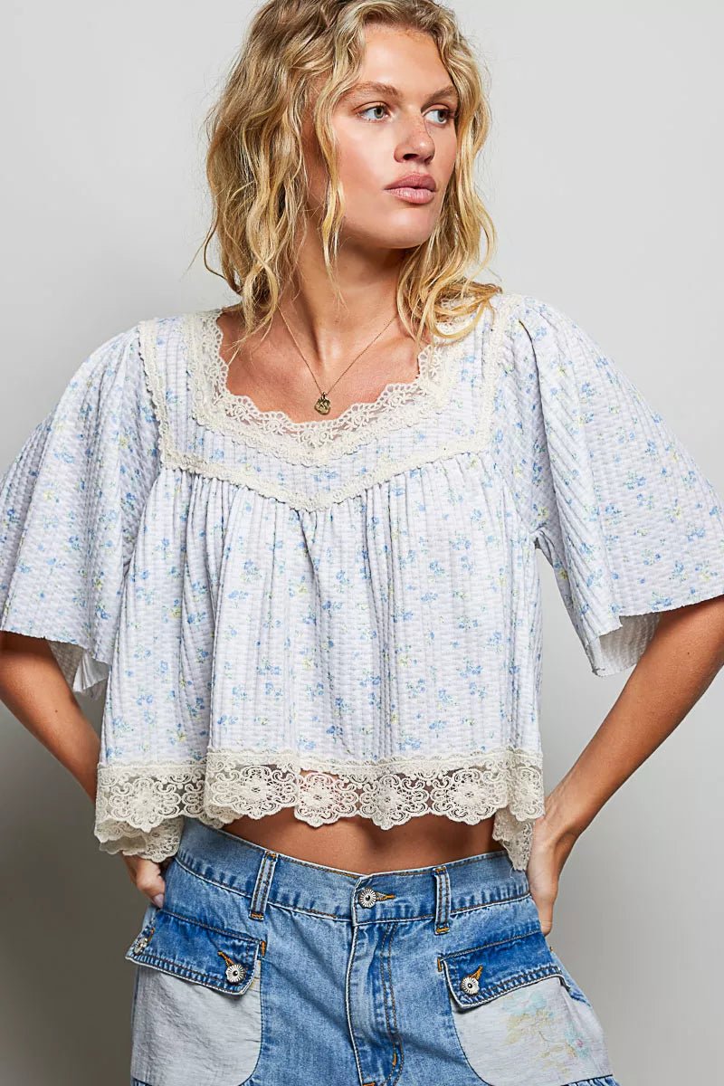 POL Floral Print Lace Trim Blouse a3955954-a5de-4871-94a7-90c5d567076f-Max-Origin