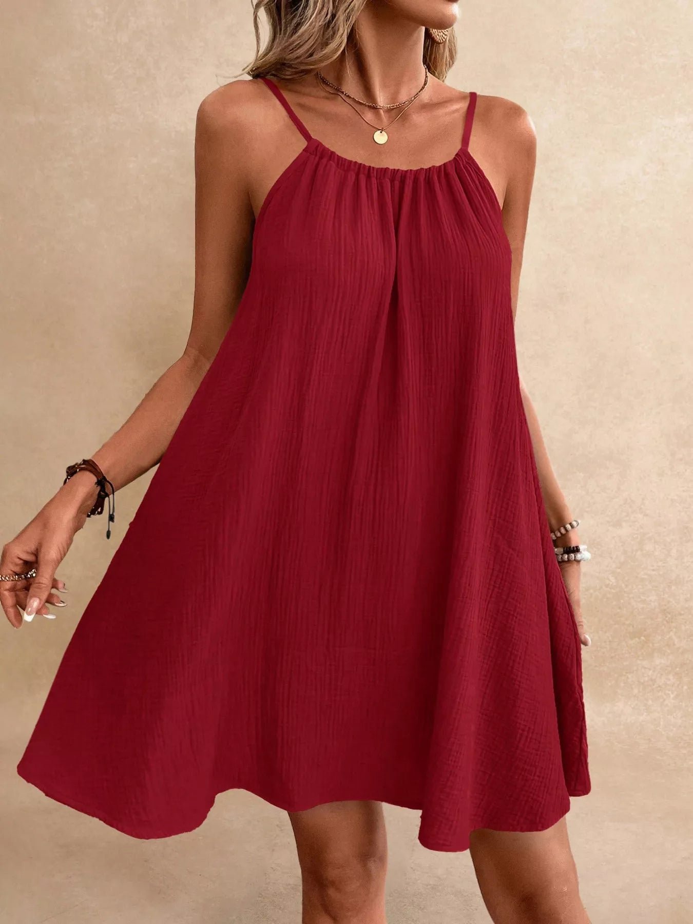Casual Spaghetti Strap Gauze Dress a3b8b659154245d4b6a767b2b36356d5-Max-Origin