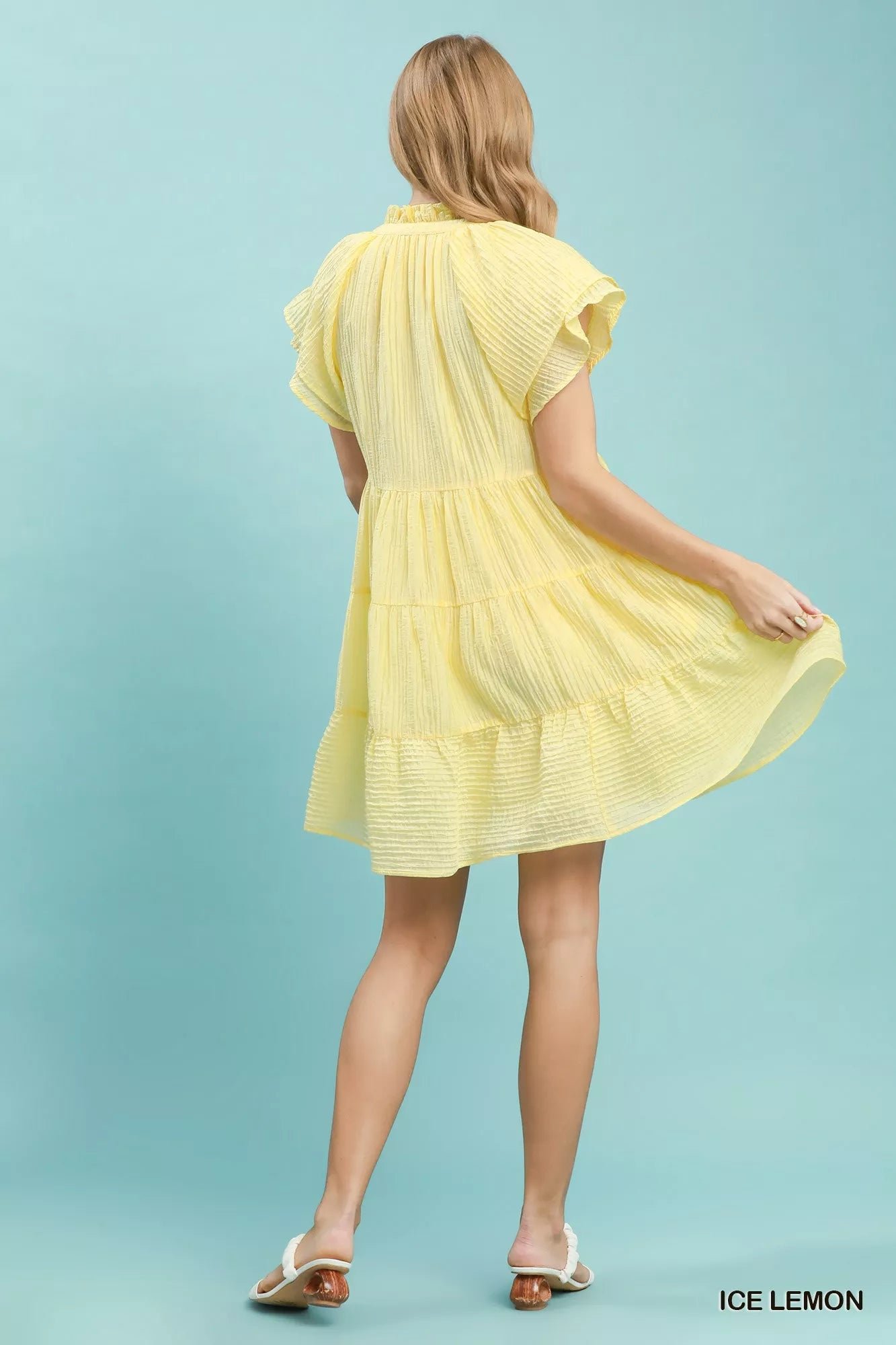 Umgee Tiered Ruffle Sleeve Textured Mini Dress a5285828-dea2-408e-bc19-df23d32cae73-Max-Origin