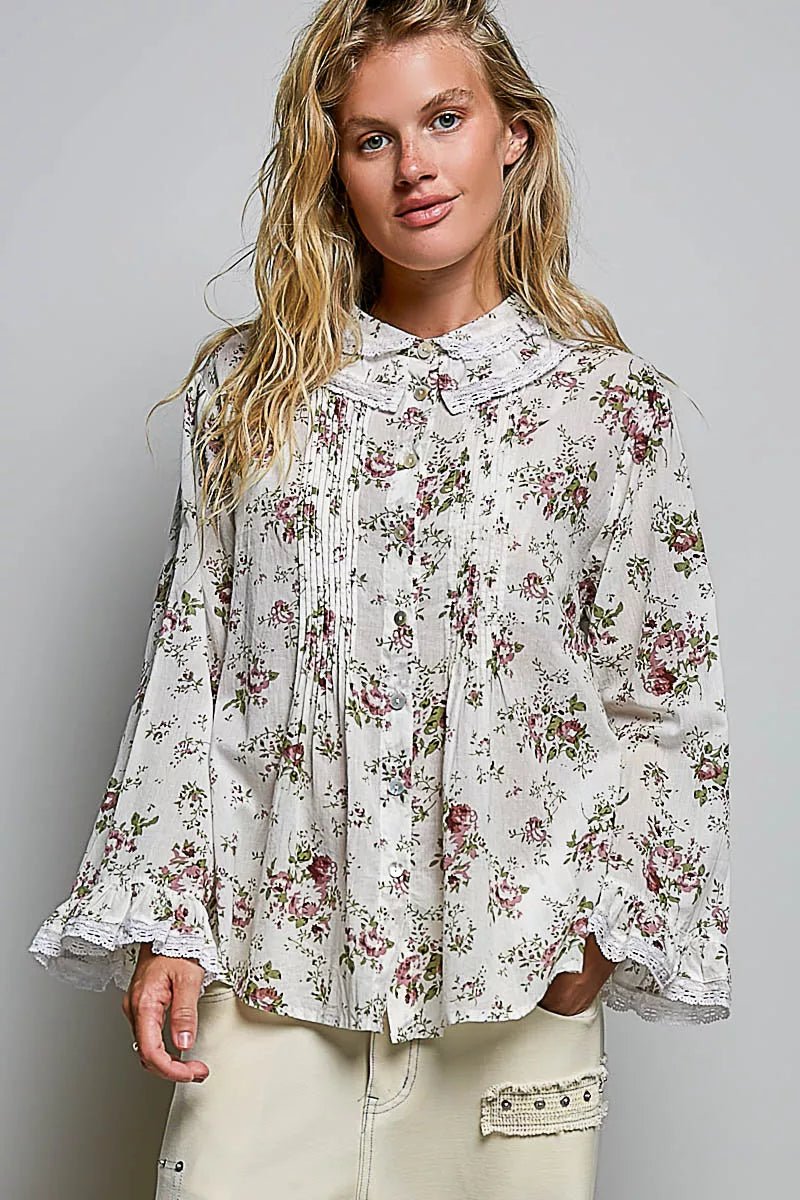 POL Floral Lace Trim Pintuck Button-Down Shirt a6ee5f41-2e5e-4f71-aa04-26dbb26947d3-Max-Origin