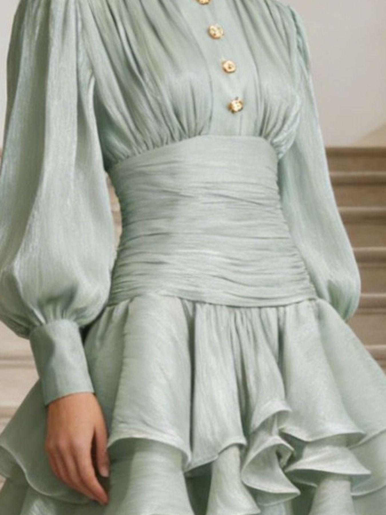 Ruffled Layered Lantern Sleeve Mini Dress abcec750-7c4b-4e2a-b5b2-00608bcc06ba-Max