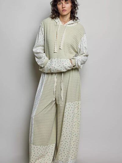 POL Mixed Knit Contrast Print Sleeve Hoodie with Kangaroo Pocket b0dd51b8-f8a7-4f30-9e95-1eeaaaf16e2c-Max-Origin